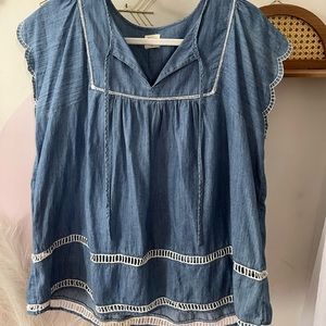 Chambray GAP flutter sleeve top
